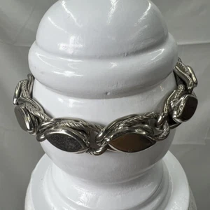 VINTAGE KRAMER NY SILVER TONE CHUNKY METAL ROPE TWIST CHAIN TENNIS BRACELET - Picture 1 of 7