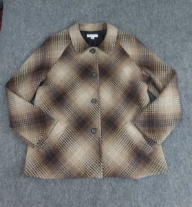 Pendleton Coventry Jacket Womens 1X Plus Brown Lambs Wool Button Front Coat USA - Picture 1 of 17