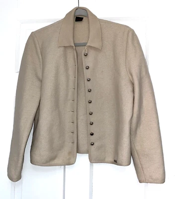 Geiger Women's Small Wool Sweater Jacket Ivory Cardigan Grannycore Vintage *flaw - Image 1 of 4