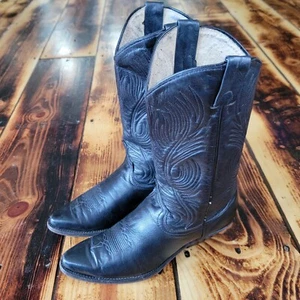 Stivali western cowboy pelle nera vintage Abilene 9071 da donna taglia 7,5 M USA - Foto 1 di 15