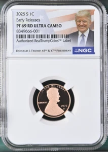 2025 S Lincoln Penny Cent 1C NGC PF69 RD UCAM Early Releases - TRUMP LABEL - Picture 1 of 2