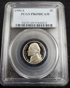 1990 S 5c Jefferson Proof Nickel-PCGS PR69DCAM  - Picture 1 of 4