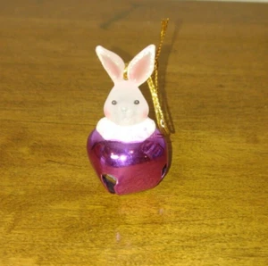 Vintage Rabbit Purple Jingle Bell Easter Ornament - Picture 1 of 3