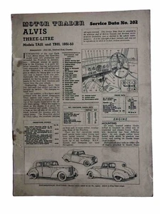 Alvis TA21 TB21 Motor Trader Service Data Maintenance & Wiring Diagram 1953 Rare - Picture 1 of 3
