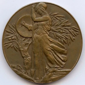 France Marianne Warrior Art Deco Medal by Corbin 50mm 70gr !!! - Picture 1 of 3