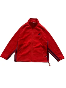 Vintage Adidas Fleece Full Zip Jacket 1990s men’s size Large Red Outdoor Life - Picture 1 of 24
