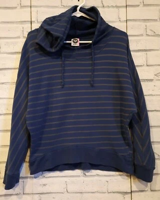ROXY Junior's Talla M Sudadera con Capucha Sudadera Azul Rayas Cordón  Foto 1 de 4