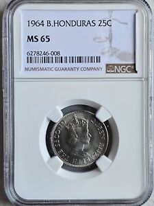 British Honduras 25 Cents 1964 NGC MS 65