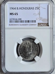 British Honduras 25 Cents 1964 NGC MS 65 - Picture 1 of 2