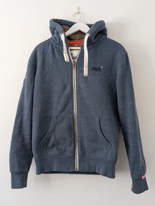 Men's Superdry Full Zip-up Hoodie/ Fleece lining in Blue Medium - Picture 1 of 5