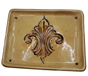 Studio Art Pottery Fleur De Lis Trinket Coin Tray Dish Signed North Carolina - Picture 1 of 5