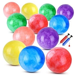 12 Pcs Bounce Bouncing Balls for Kids, 9 inch Marbleized Bouncy Inflatable - Picture 1 of 8