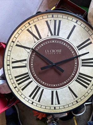 La Cross Wall Clock 16"W Analog Glass Round Metal Classic Multiple Time Zone - Image 1 of 2