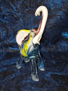 "Elefante de vidrio artístico estilo Murano vintage soplado a mano multicolor 7,25"" de alto" - Imagen 1 de 4