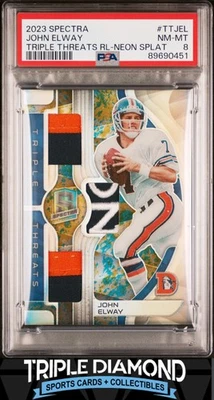 2023 Panini Spectra John Elway Triple Threats Patch Neon Splatter #3/8 PSA 8 A919 - Imagem 1 de 2