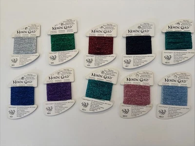 Rainbow Gallery Thread For Cross Stitch Needlepoint NORDIC GOLD Lot Of 10 Cards - Image 1 of 4