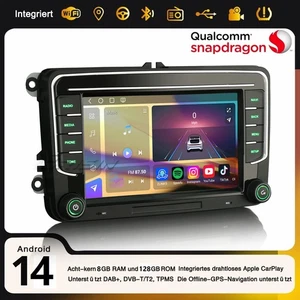 128GB Android 14 Autoradio GPS Für VW Golf Passat Touran Caddy Tiguan Skoda SEAT - Bild 1 von 20
