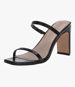 Neu mit Etikett The Drop Avery Damen-Sandale eckige Zehenpartie zwei Riemen hoher Absatz Größe 7,5 schwarz - Bild 1 von 14