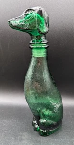 Vintage MCM Italian Empoli Green Glass Dog Dachshund Decanter Bottle, AS IS - Picture 1 of 16