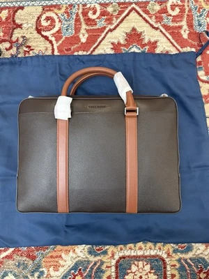 Cole Haan Triboro Maletín Cuero Guijarro 16 pulgadas Bolso para Laptop Marrón - Nuevo - Foto 1 de 4
