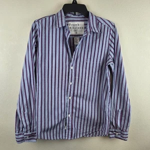 Frank & Eileen Damen Barry Bluse M blau Streifen Punkte Muster offener Kragen Hemd - Bild 1 von 10
