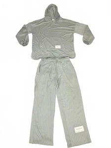 Gray Textured Women's L Hoodie and Wide-Leg Pants Set - Picture 1 of 6