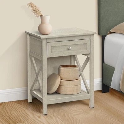 Modern Wood End Side Table with Drawer and Storage Space for Living Room Bedroom - Image 1 of 4