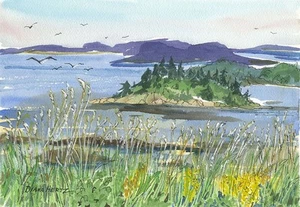 Cuadernos acuarela vista canal isla Campobello Nuevo Brunswick Canadá - Imagen 1 de 2