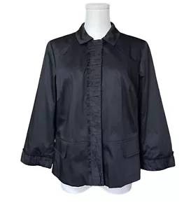 Giacca Talbots raso con volant taglia 12P nera preppy ufficio elegante Lagenlook corta - Foto 1 di 10