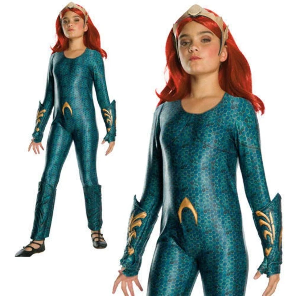 Mera Deluxe Girls Costume Aquaman Superhero Comic Kids World Book Day Child - Image 1 of 1