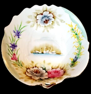Vintage Bavarian Hand Painted by Ardalt Lenwile Leaf Shaped Bowl w/ Swans - Picture 1 of 6