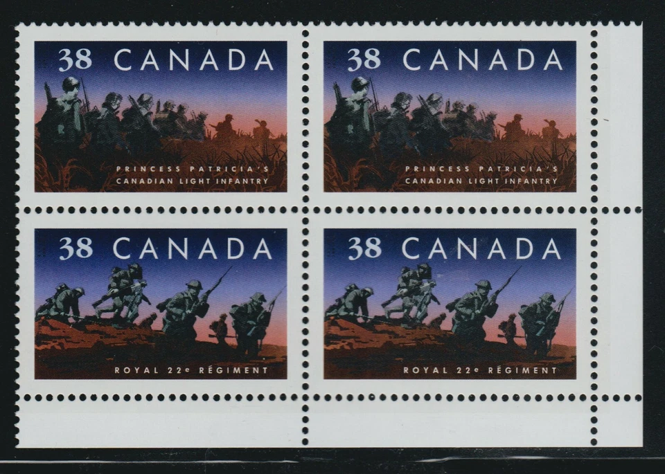 1989 Canada SC# 1250a LR - Canadian Infantry Regiment - Plate Block M-NH # 3247 - Image 1 of 1