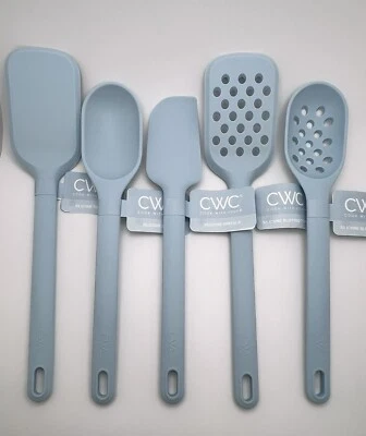 5pc Blue 11in Silicone Kitchen Utensils Set Spatula Turner Spoon Cook With Color - Image 1 of 4