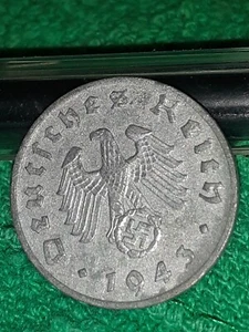 A 1943 WW2 1 Reichspfennig~ Germany,Circulated, 3rd Reich Coin - Picture 1 of 22