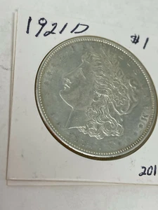 1921-D Mogran Silver $1 Dollar 90% Silver AU - Picture 1 of 4