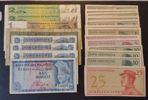 21 Banconote da Vietnam, Malesia, Singapore, Australia, Indonesia (B135) - Foto 1 di 24