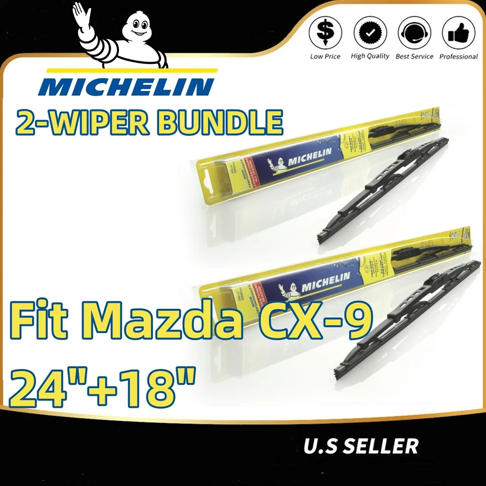 Lâminas de limpador pacote com 2 estilo original para Michelin fit 2016+ Mazda CX-9 CX9 - 2417B/1817B - Imagem 1 de 4
