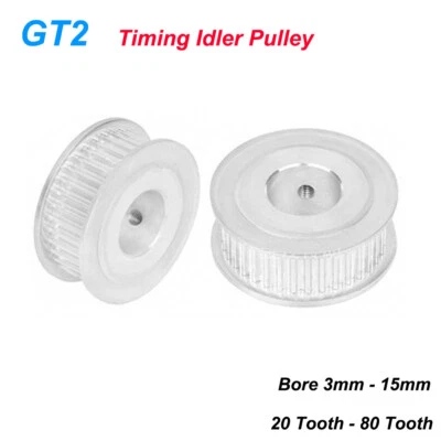GT2 6mm Timing Belt Idler Drive Pulley Bore 3-15mm 20-80 Tooth 3D Printer