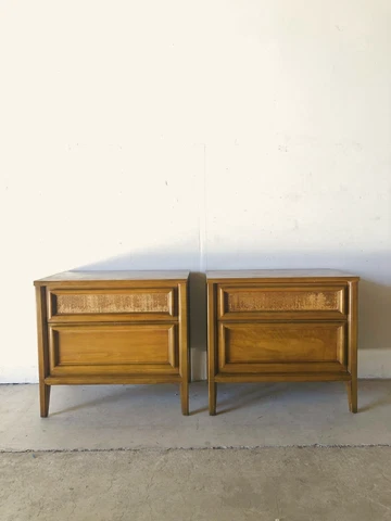 Pair of Mid Century Modern Two Drawer Nightstands by Thomasville Cover