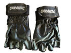 Gants de fitness vintage cuir noir Saranac moto haltérophilie demi-doigt LG