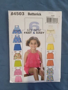 Butterick Sewing Pattern Girls Top Skirt Shorts Easy B4503 Size CDD (2-3-4-5) - Picture 1 of 4