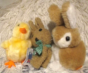 🐇 2 Plüsch 🥕 Oster Hasen 🐇 & 1 Plüschküken 🥕Uni Toy, Siso 🐇 14-17 cm 🥕 - Bild 1 von 13
