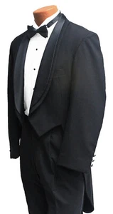 Men's Black Oscar de la Renta Tuxedo Tailcoat Formal Gala Tails Coat 43 Short - Picture 1 of 7