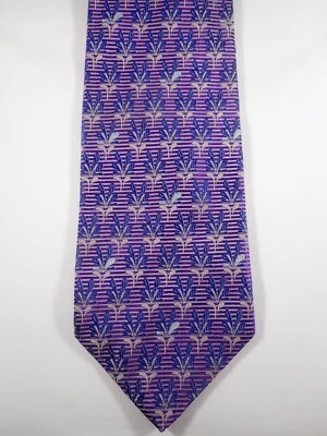 JOHN W NORDSTROM AZUL Y PÚRPURA con FLORES GEOMÉTRICAS 100% SEDA ITALIANA CORBATA DE CUELLO Foto 1 de 4