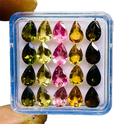 VVS 20 Pcs Natural Tourmaline 6x4mm Pear Cut Loose Untreated Gemstones 7.56 Cts - Image 1 of 4