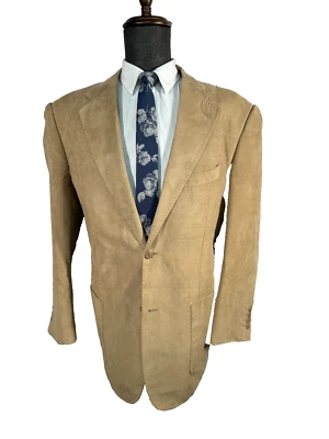 PRONTO UOMO Mens Brown POLYESTER SUEDE Reg Fit Sport Coat Blazer Jacket 44R - Image 1 of 4