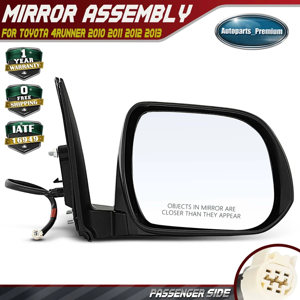 Espejo retrovisor eléctrico de pasajero con plegable manual térmico para Toyota 4Runner 2010-2013 Foto 1 de 4