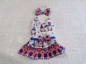 pet dog dress, patriotic gnomes, July 4th, Small* (read size details) - Picture 1 of 6