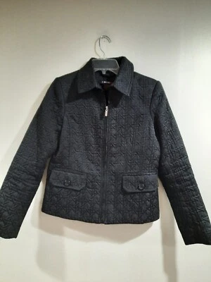 Weather Tamer Black Quilted Style Zippered Coat Jacket Sz Small Pockets Pretty - Image 1 of 4