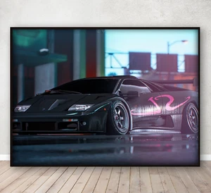 Impresión de arte de pared Lamborghini Diablo coche deportivo dormitorio póster regalo enmarcado A4 - Imagen 1 de 3